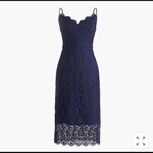 J Crew Guipure Lace Dress in Navy Lace, Size 00